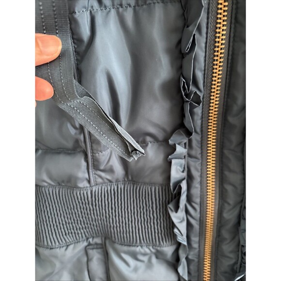 EUC Juicy Couture Teal Blue Quilted Hooded Puffer Down Filled Ruffle Jacket Med - Picture 13 of 13